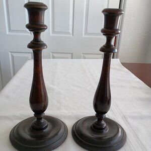 Pair of Vintage Wooden Candle Sticks